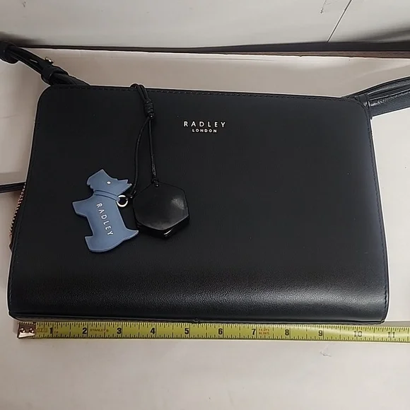 Radley London Liverpool Street Vintage Black Crossbody Bag Gold Accents & Charms - Picture 11 of 14